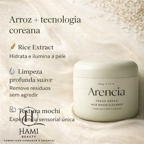 Arencia Rice Mochi Cleanser Limpador Facial Coreano 120g - Loja