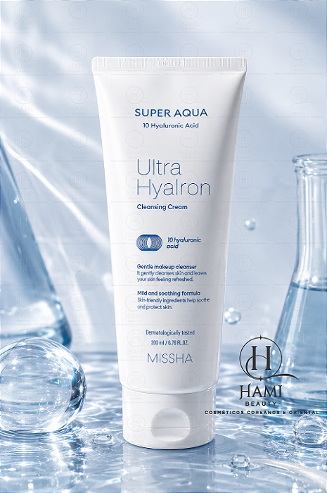MISSHA Super Aqua Ultra Hyalron Cleansing Cream - Creme de Limpeza Coreano Hidratante com Ácido Hialurônico