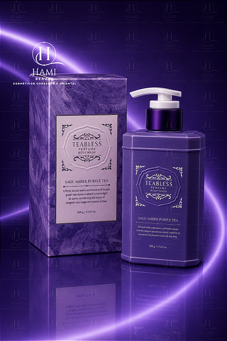 TEABLESS Sage Amber Purple Tea Perfume Body Wash - Sabonete Líquido Corporal Coreano Perfumado e Hidratante