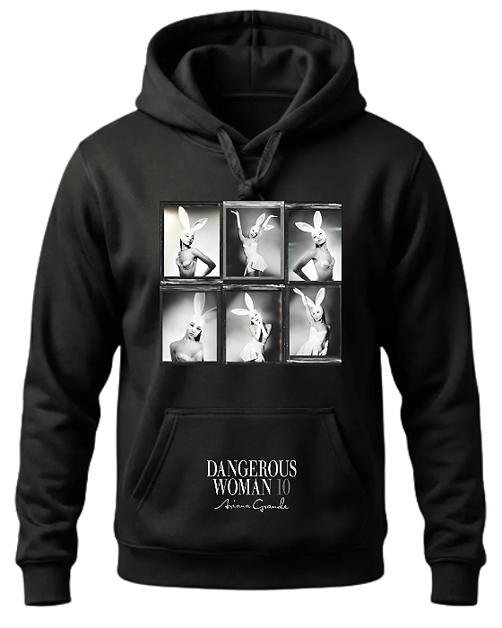 Moletom Ariana Grande - Dangerous Woman 10 Colagem | Canguru Preto Fanmade O Culto do Pop