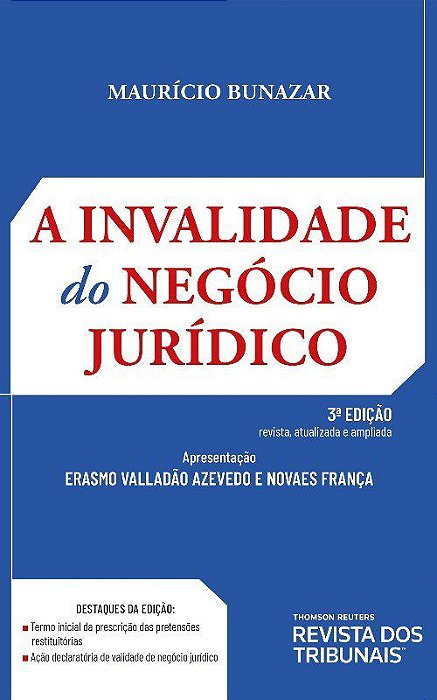 Livro Invalidade do Negócio Jurídico - Bunazar - RT