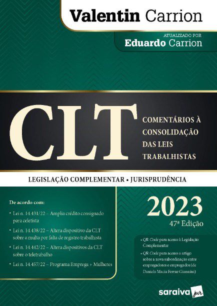 Livro Clt: Comentarios a Consolidacao das Leis Trabalhistas - Carrion