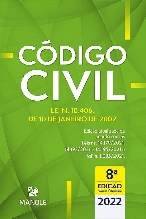 Livro Codigo Civil: Lei N. 10.406, de 10 de Janeiro de 2002 - Editora Manole