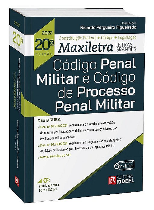 Livro Código Penal Militar e Código de Processo Penal Militar - Figueiredo - Rideel