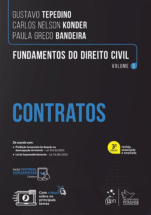 Livro Fundamentos do Direito Civil: Contratos  Vol. 3 Tepedino