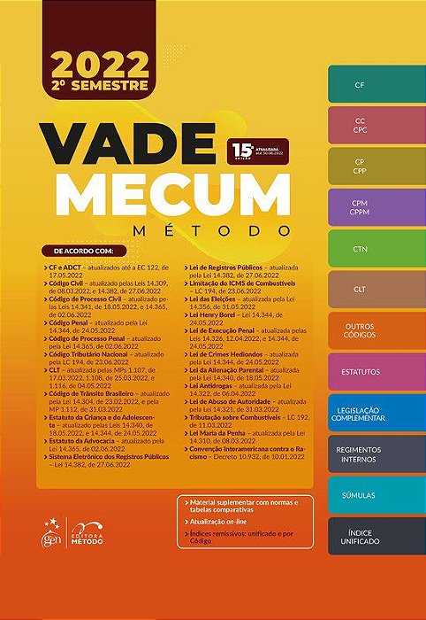 Livro Vade Mecum Metodo 2022 - 2 Semestre - Equipe Metodo