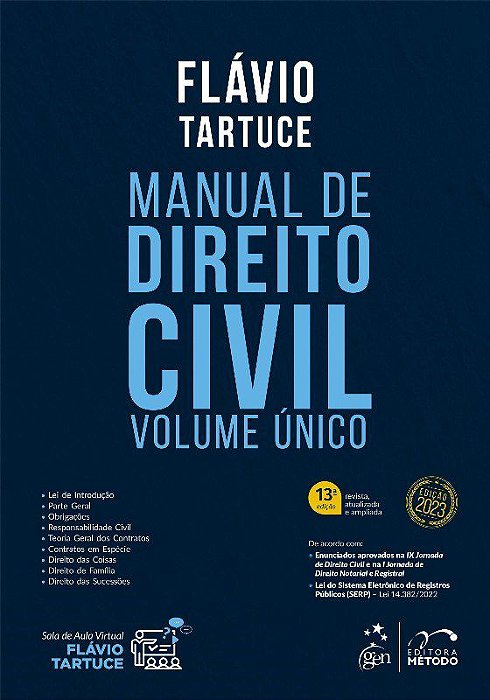 Livro Manual de Direito Civil: Volume Unico - Tartuce - Método