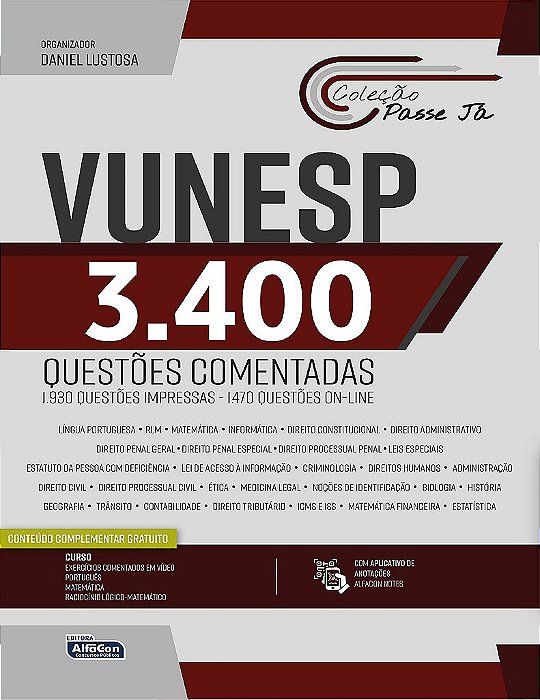 Livro Passe Já VUNESP 3.400 Questões - Lustosa - Alfacon