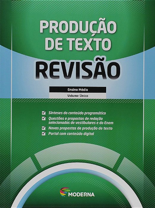 Livro Caderno de Revisao - Producao de Texto - Volume Unico - Editora Moderna