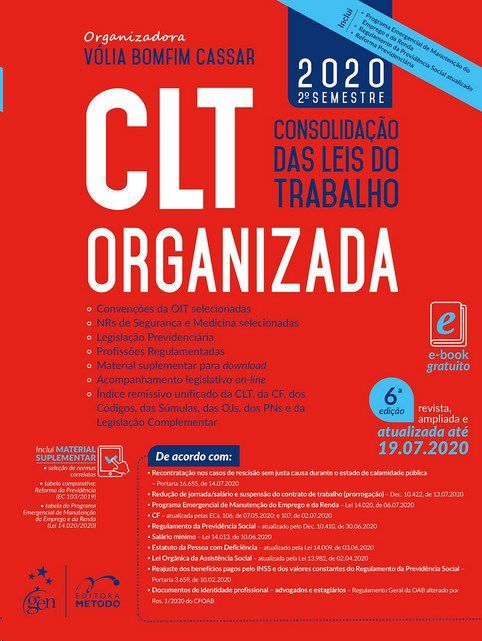 Livro Clt Organizada - Consolidação das Leis do Trabalho - Cassar ´Método