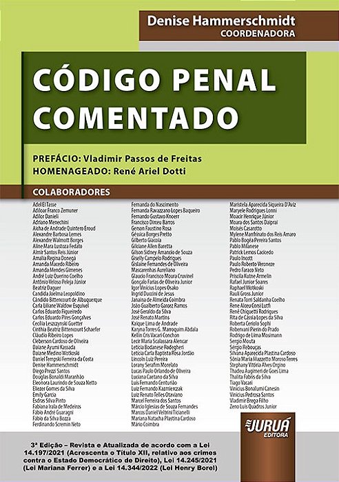 Livro Codigo Penal Comentado -  de Acordo com a Lei 14.197/2021 - Hammerschmidt