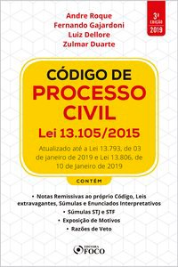Livro Codigo de Processo Civil : Lei 13.105/2015 - Roque/gajardoni
