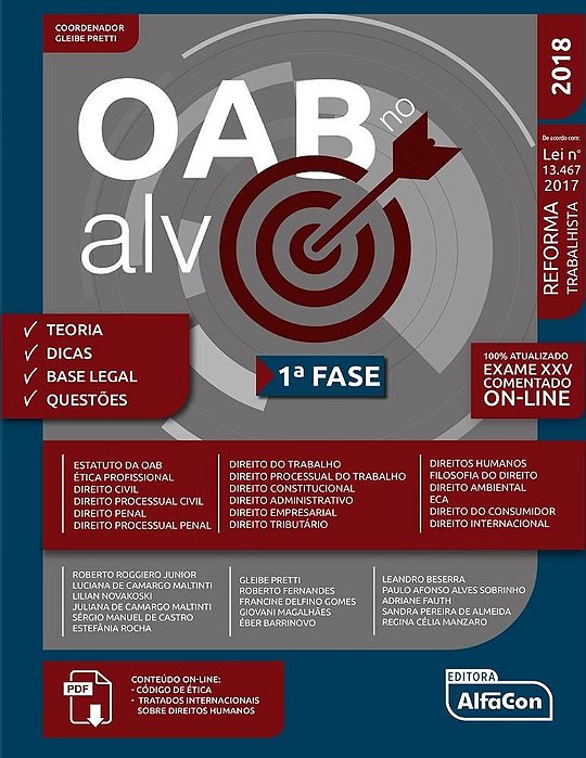 Livro Oab No Alvo 1 Fase - Alfacon