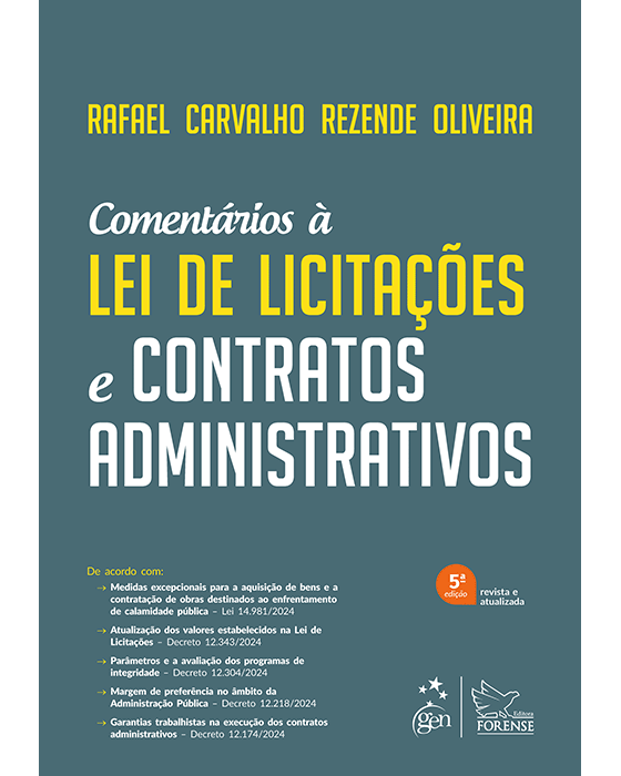Livro Comentários À Nova Lei de Licitações e Contratos Administrativos  Oliveira