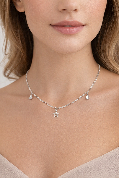 Colar estrela e zircônia