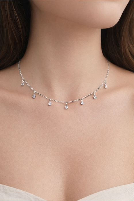 Colar gota com zircônia