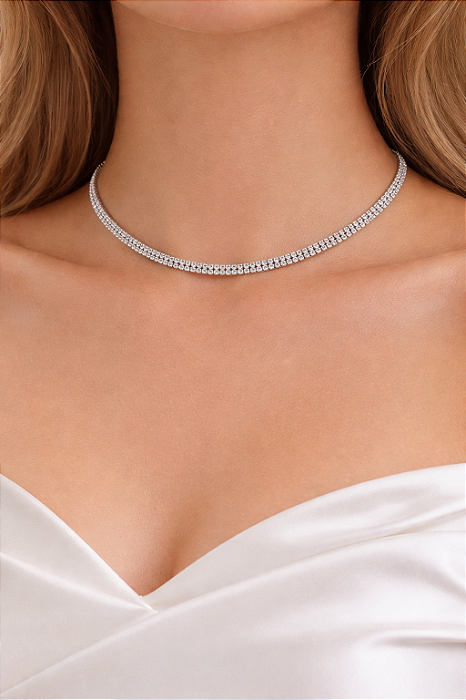 Colar Riviera dupla Ródio