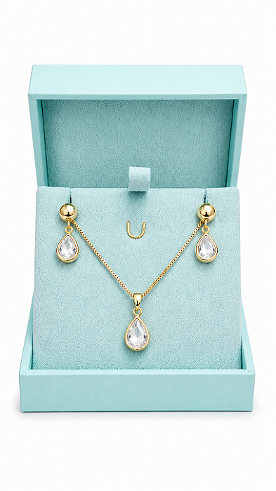 Conjunto gota cores semijoia