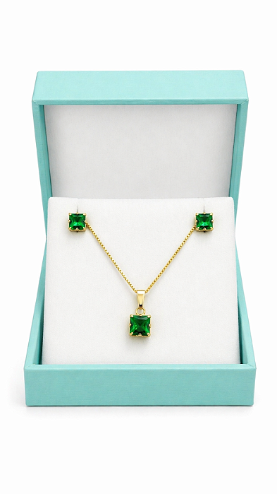 Conjunto ponto luz quadrado semijoia