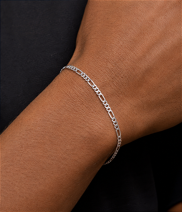 Pulseira 3x1 Média Prata 21cm