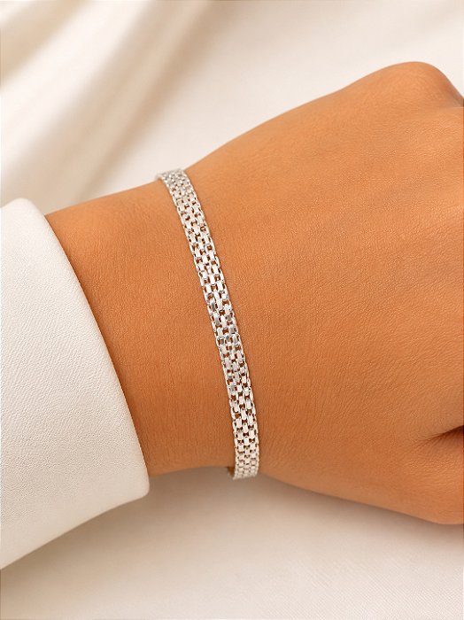 Pulseira Esteira Prata 18,5cm