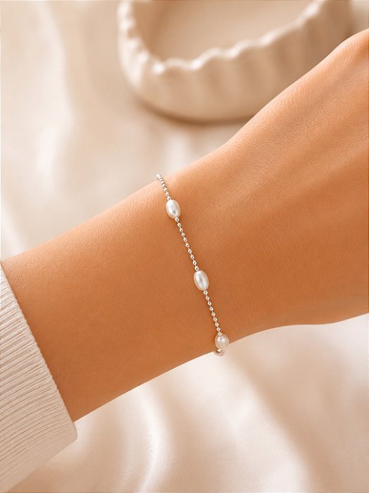 Pulseira Azeitona Prata 19cm