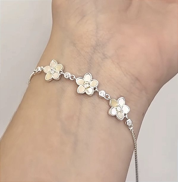 Pulseira 3 Flores Madrepérola