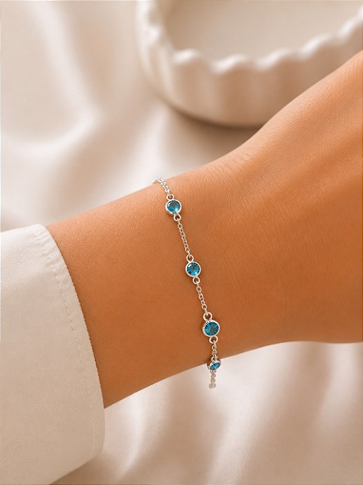Pulseira Colors Azul em Prata 19,5cm