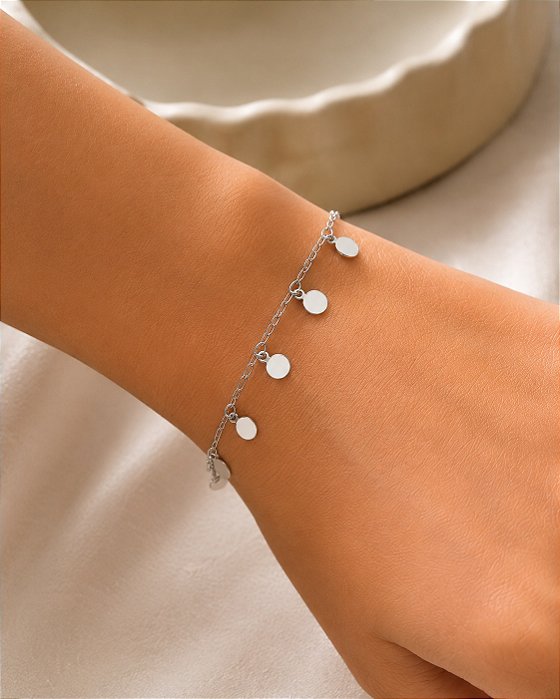 Pulseira Medalhas Prata 18cm