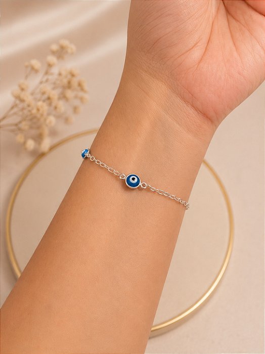 Pulseira Olho Grego Prata 19,5cm