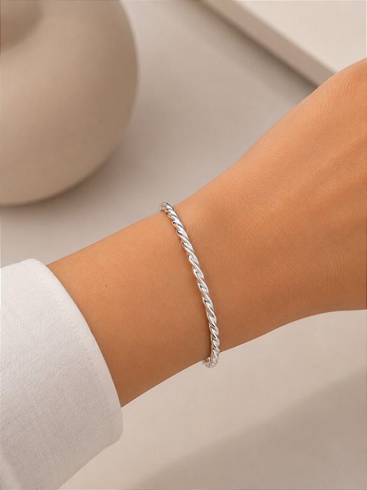 Pulseira Bracelete Torcido Prata