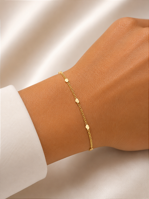 Pulseira Coração Chapeado Semijoia 22,5cm