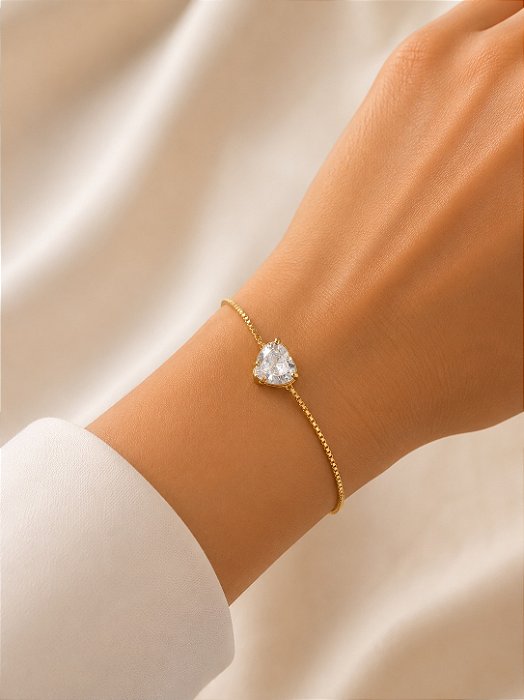 Pulseira Coração Semijoia 24cm