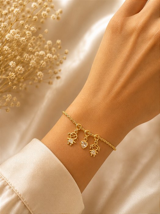 Pulseira Baiano 2 Filhos Semijoia 23cm