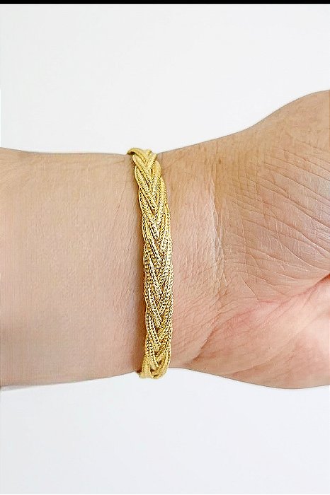 Pulseira Trançada Semijoia 22,5cm