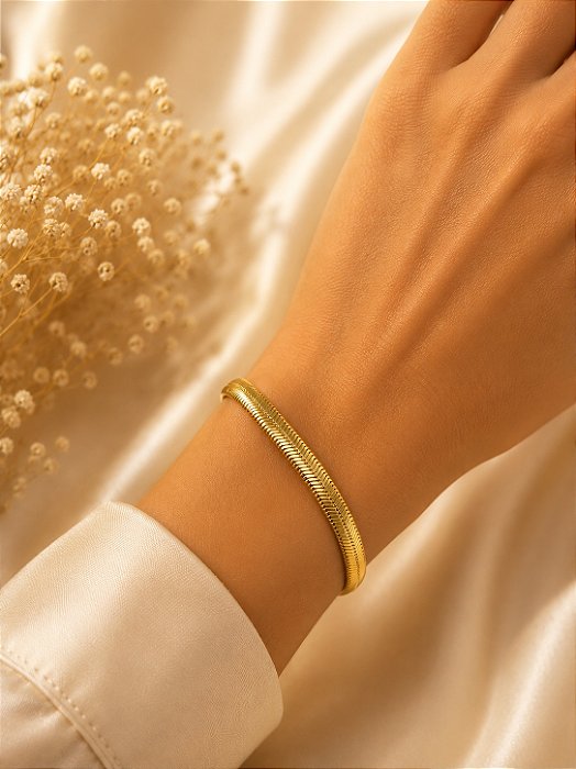 Pulseira Lacraia Dourada Semijoia 17cm