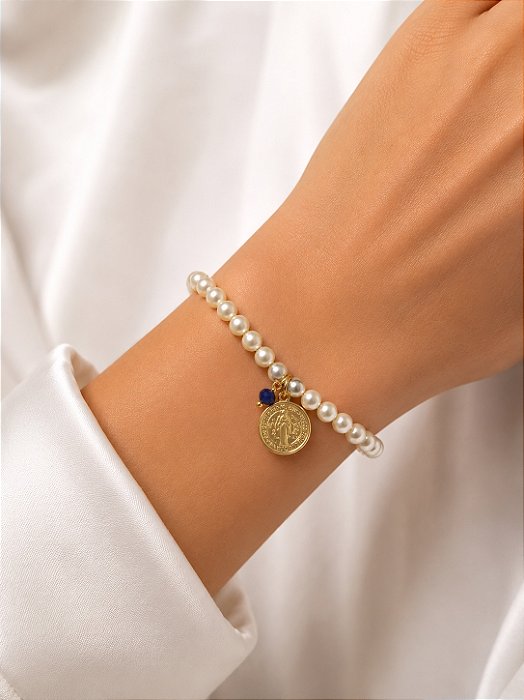 Pulseira Pérola São Bento Semijoia 19cm