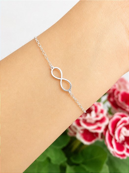 Pulseira Infinito Lisa Prata 18cm