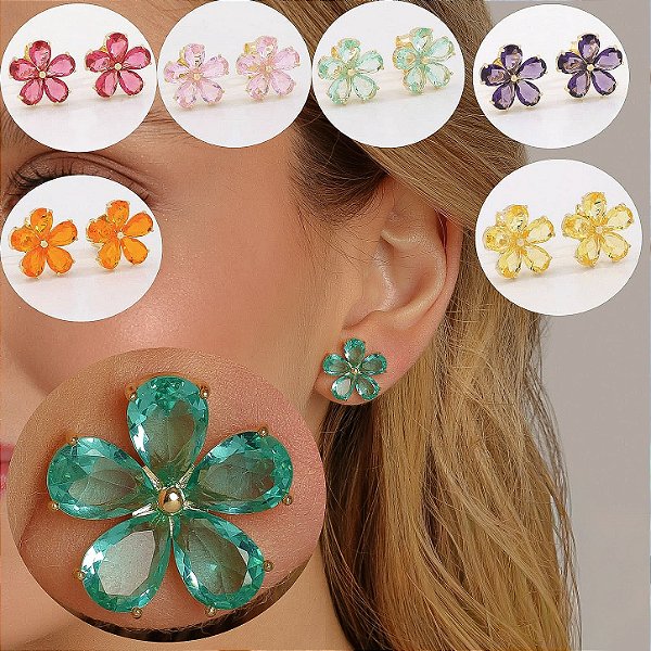 Brinco flor cores