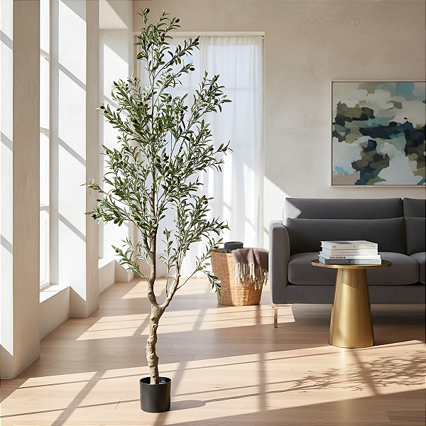 Oliveira Artificial Árvore Grande Para Sala Com 2.10m Luxuosa