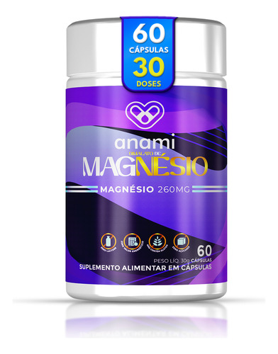 Magnésio Dimalato Malato 260mg | 60 Cápsulas - Anami