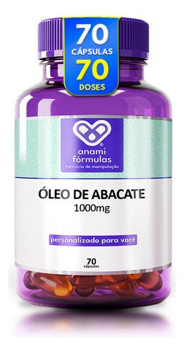 Óleo De Abacate 1000mg Softgel | 70 Cápsulas - Anami