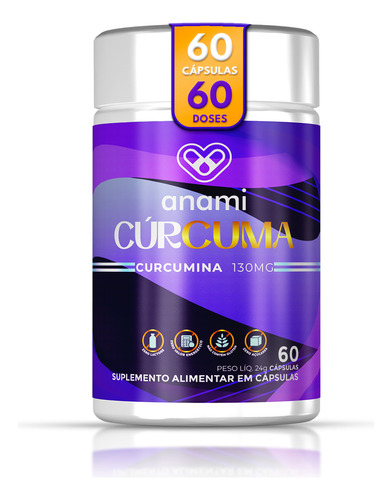 Curcuma Longa Pura 100% Curcumina | 60 Cápsulas Incolores