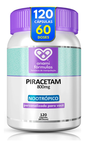 Piracitam 800mg 60 Doses - Nootrópico P/ Foco E Memória