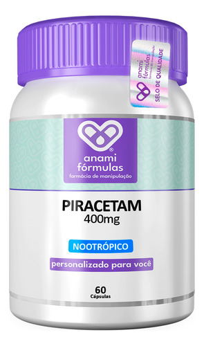 Piracitam 400mg 60 Cápsulas - Nootrópico P/ Foco E Memória