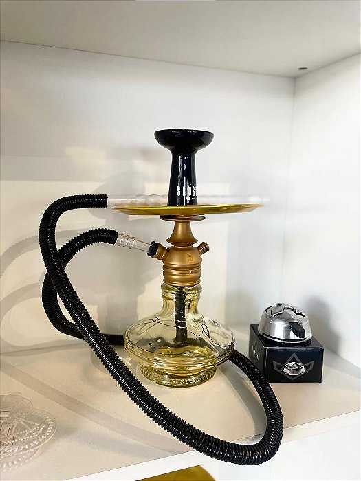 Narguilé Pequeno Monster Dourado Completo