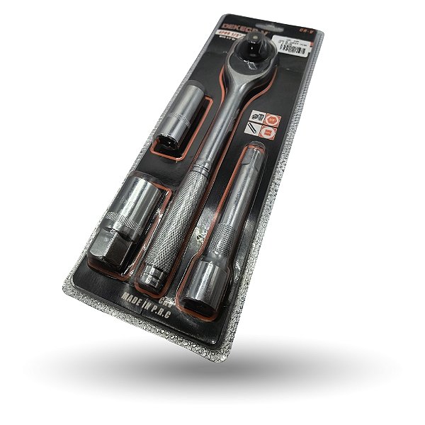 Chave De Vela Universal 16mm 21mm Catraca 1/2 + extensor 4Peças Dekecr-V
