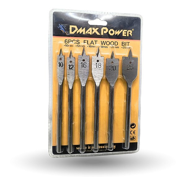 Kit de 6 Brocas Chatas Para Madeira Dmax Power