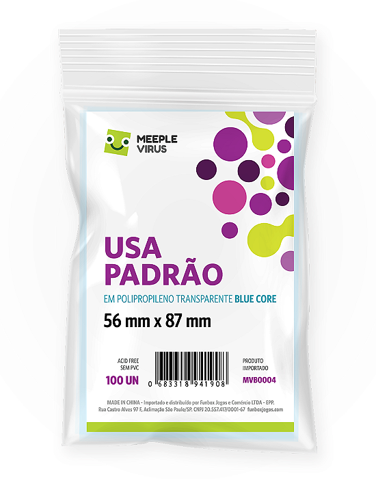 Sleeves Padrão Usa 56 x 87mm (Blue Core)