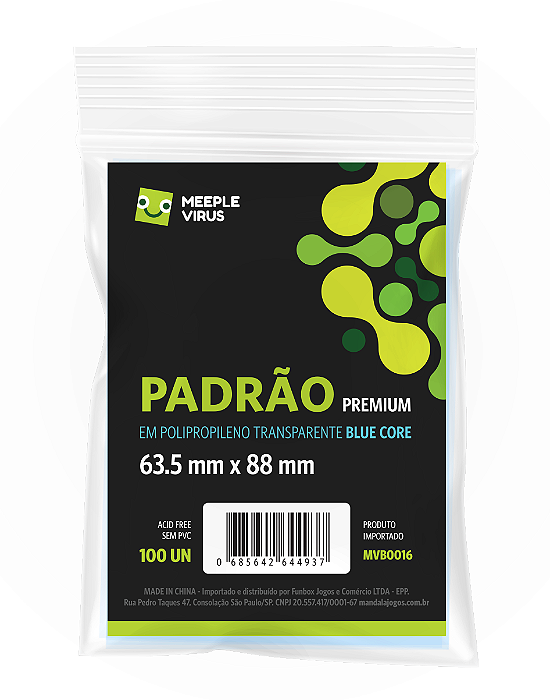 Sleeves Padrão Premium 63 x 88 mm (Blue Core)